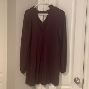 Burgundy v-neck dress
